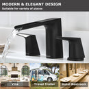 EZANDA 2-Handle Widespread Waterfall Bathroom Lavatory Faucet with Pop-up Sink Drain Assembly & Faucet Supply Lines, Matte Black (1431204)