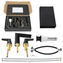 EZANDA 2-Handle Widespread Waterfall Bathroom Lavatory Faucet with Pop-up Sink Drain Assembly & Faucet Supply Lines, Matte Black (1431204)