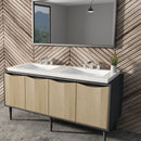 EZANDA 2-Handle Bathroom Sink Faucet, Widespread Waterfall Lavatory Faucet with Pop-up Drain Assembly & Faucet Supply Lines, Brushed Nickel (1431202)