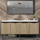 EZANDA 2-Handle Bathroom Sink Faucet, Widespread Waterfall Lavatory Faucet with Pop-up Drain Assembly & Faucet Supply Lines, Brushed Nickel (1431202)