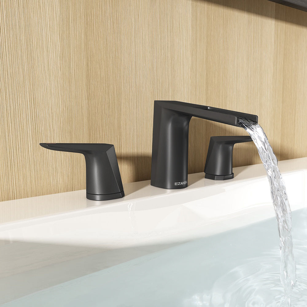 Waterfall Design Bathroom Sink 2024 Faucet-Matte Black 2-Handle-Negotiable Price