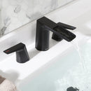EZANDA 2-Handle Widespread Waterfall Bathroom Lavatory Faucet with Pop-up Sink Drain Assembly & Faucet Supply Lines, Matte Black (1431204)