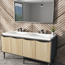 EZANDA 2-Handle Widespread Waterfall Bathroom Lavatory Faucet with Pop-up Sink Drain Assembly & Faucet Supply Lines, Matte Black (1431204)