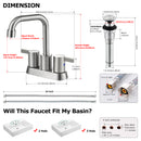 PARLOS 2 Handles Centerset Bathroom Sink Faucet Brushed Nickel with Metal Pop-up Drain & Faucet Supply Lines, 1.2GPM 1431602P