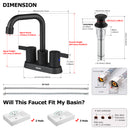 PARLOS 2-handle Matte Black Bathroom Sink Faucetwith Pop-up Sink Drain and Faucet Supply Lines, 1.2GPM, 1431604P