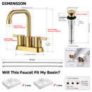 PARLOS 2-handle Brushed Gold Bathroom Faucet for Lavatory with Pop-up Sink Drain and Faucet Supply Lines, 1431608P