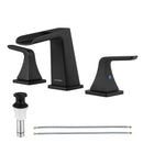 EZANDA Two-Handle Widespread Waterfall Faucet, 3 Hole Bathroom Sink Faucet with Metal Pop-up Sink Drain & Faucet Supply Lines, Matte Black 1432704