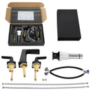 EZANDA Two-Handle Widespread Waterfall Faucet, 3 Hole Bathroom Sink Faucet with Metal Pop-up Sink Drain & Faucet Supply Lines, Matte Black 1432704