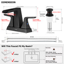EZANDA 2-Handle Waterfall Faucet, 4 Inch Centerset Bathroom Sink Faucet with Metal Pop-up Sink Drain & Faucet Supply Lines, Matte Black (1433004)