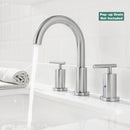 PARLOS 2-Handle Widespread 8 inch Bathroom Sink Faucet 3 Hole Vanity Faucet with cUPC Faucet Supply Lines, Brushed Nickel,1433102D