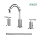 PARLOS 2-Handle Widespread 8 inch Bathroom Sink Faucet 3 Hole Vanity Faucet with cUPC Faucet Supply Lines, Brushed Nickel,1433102D