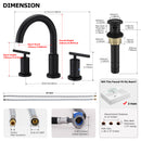 Parlos Two Handle 8 inch Widespread Three Hole Bathroom Sink Faucet Supply Hoses Basin Faucet Mixer Tap Matte Black 1433104