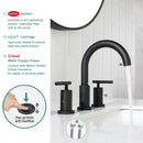 Parlos Two Handle 8 inch Widespread Three Hole Bathroom Sink Faucet Supply Hoses Basin Faucet Mixer Tap Matte Black 1433104