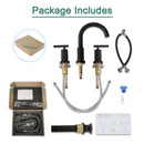 Parlos Two Handle 8 inch Widespread Three Hole Bathroom Sink Faucet Supply Hoses Basin Faucet Mixer Tap Matte Black 1433104