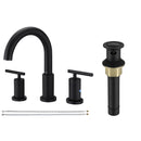 Parlos Two Handle 8 inch Widespread Three Hole Bathroom Sink Faucet Supply Hoses Basin Faucet Mixer Tap Matte Black 1433104