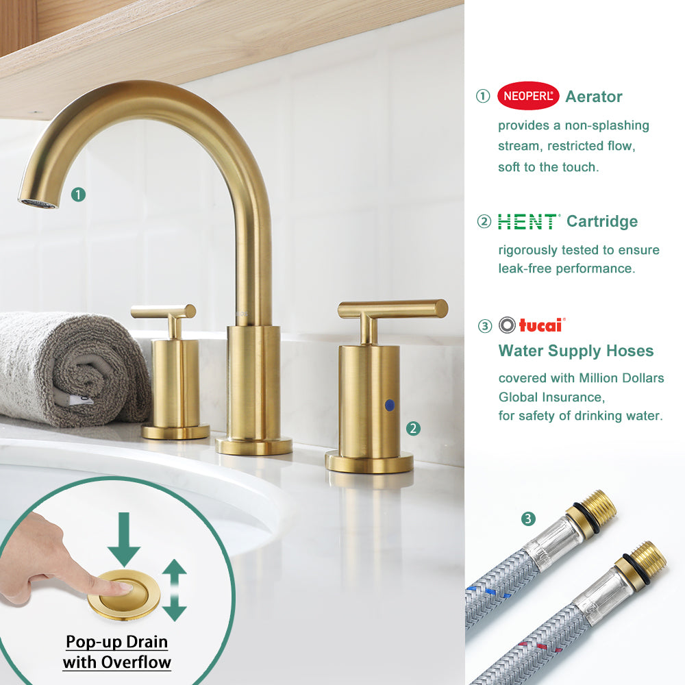 Fashion Parlos Home wide spread bathroom gold faucet