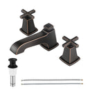 EZANDA Brass 2-Handle Widespread Bathroom Sink Faucet with Metal Pop-up Sink Drain & Supply Lines, Oil Rubbed Bronze (1433603)