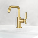 EZANDA Brass Single Handle Bathroom Faucet with Metal Pop-up Sink Drain & Faucet Supply Lines, Brushed Gold (1433908)