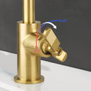 EZANDA Brass Single Handle Bathroom Faucet with Metal Pop-up Sink Drain & Faucet Supply Lines, Brushed Gold (1433908)