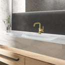 EZANDA Brass Single Handle Bathroom Faucet with Metal Pop-up Sink Drain & Faucet Supply Lines, Brushed Gold (1433908)