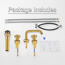 EZANDA Brass Widespread Bathroom Faucet Double Wheels handles with Metal Pop-up Sink Drain & Supply Lines Brushed Gold (1434008)