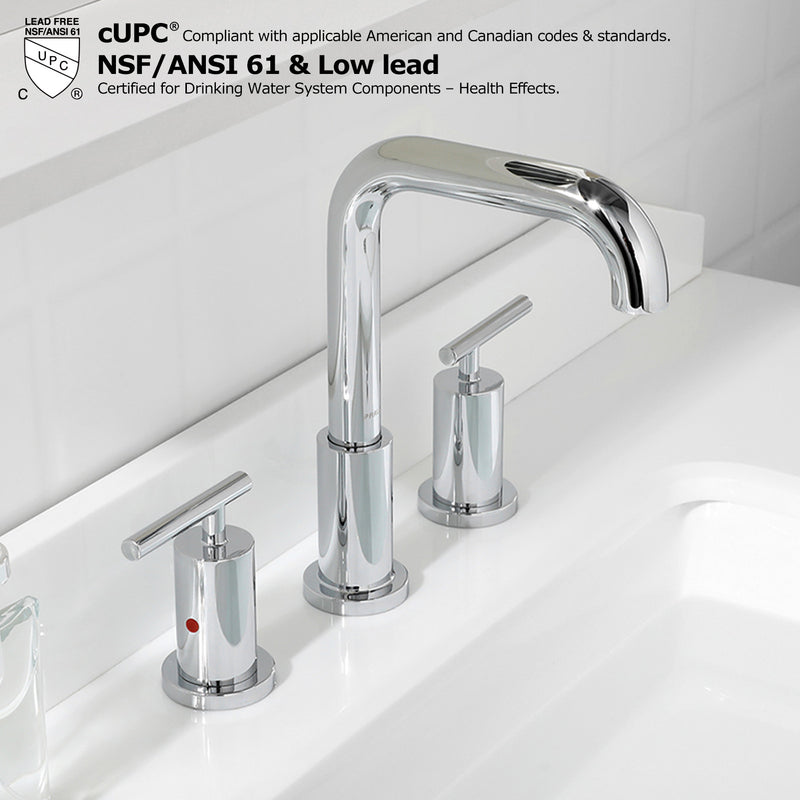 Parlos 2-Handle 8 inch Widespread Three Hole Bathroom Sink Faucet Supply Lines Basin Faucet Mixer Tap Polished Chrome (1434101)
