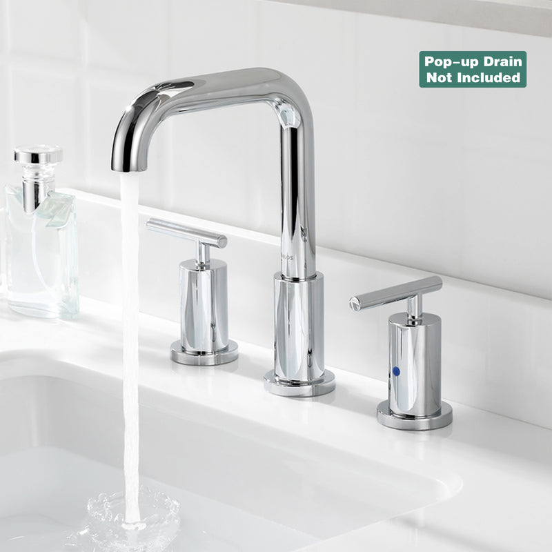PARLOS Widespread 8 inch Bathroom Sink Faucet 3 Hole Vanity Faucet with cUPC Faucet Supply Lines, Chrome, 1434101D