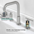 PARLOS 8 inch Widespread Bathroom Sink Faucet 2-Handle Brushed Nickel with All Metal Pop-up Drain & Faucet Supply Lines(1434102)