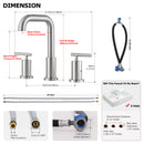 PARLOS Widespread 8 inch Bathroom Sink Faucet 3 Hole Vanity Faucet with cUPC Faucet Supply Lines, Brushed Nickel, 1434102D