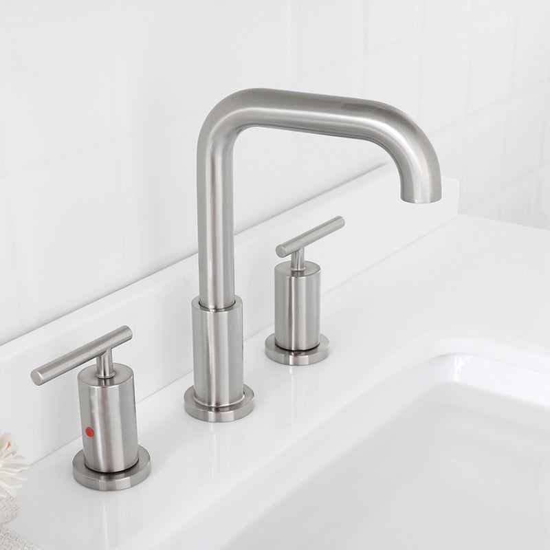 Parlos 2-Handle 8 inch Widespread Three Hole Bathroom Sink Faucet Supply Lines Basin Faucet Mixer Tap Brushed Nickel (1434102)
