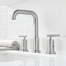 PARLOS 8 inch Widespread Bathroom Sink Faucet 2-Handle Brushed Nickel with All Metal Pop-up Drain & Faucet Supply Lines(1434102)