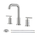 PARLOS 8 inch Widespread Bathroom Sink Faucet 2-Handle Brushed Nickel with All Metal Pop-up Drain & Faucet Supply Lines(1434102)
