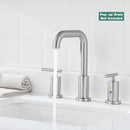PARLOS Widespread 8 inch Bathroom Sink Faucet 3 Hole Vanity Faucet with cUPC Faucet Supply Lines, Brushed Nickel, 1434102D