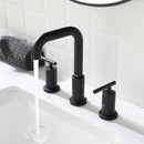 PARLOS 8 inch Widespread Bathroom Sink Faucet 2-Handle Matte Black with All Metal Pop-up Drain & Faucet Supply Lines (1434104)