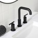 PARLOS 8 inch Widespread Bathroom Sink Faucet 2-Handle Matte Black with All Metal Pop-up Drain & Faucet Supply Lines (1434104)