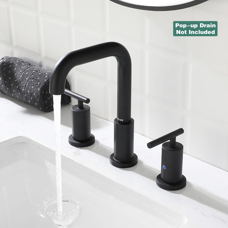 PARLOS Widespread 8 inch Bathroom Sink Faucet 3 Hole Vanity Faucet with cUPC Faucet Supply Lines, Matte Black,1434104D