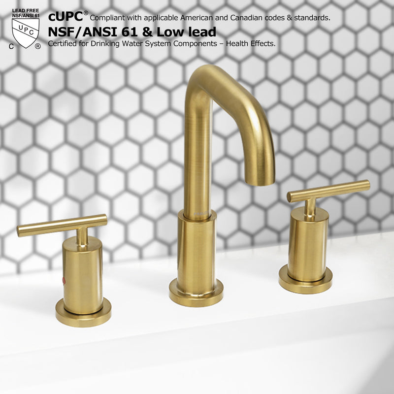 PARLOS Widespread 8 inch Bathroom Sink Faucet 3 Hole Vanity Faucet with cUPC Faucet Supply Lines, Matte Black, 1434108D
