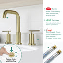 Parlos 8 inch Widespread Bathroom Sink Faucet 2-Handle Brushed Gold with All Metal Pop-up Drain & Faucet Supply Lines(1434108)