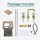 Parlos 8 inch Widespread Bathroom Sink Faucet 2-Handle Brushed Gold with All Metal Pop-up Drain & Faucet Supply Lines(1434108)