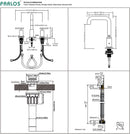 Parlos 8 inch Widespread Bathroom Sink Faucet 2-Handle Brushed Gold with All Metal Pop-up Drain & Faucet Supply Lines(1434108)