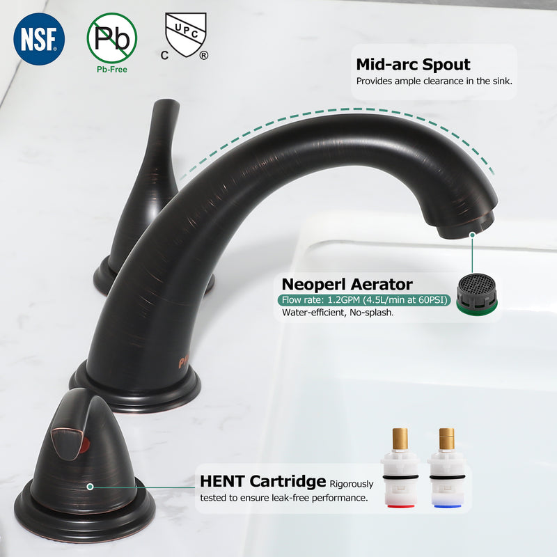 PARLOS Widespread 2-Handles Bathroom Faucet Oil Rubbed Bronze, Pop-up Drain & Supply Lines not Included (1435003PD)