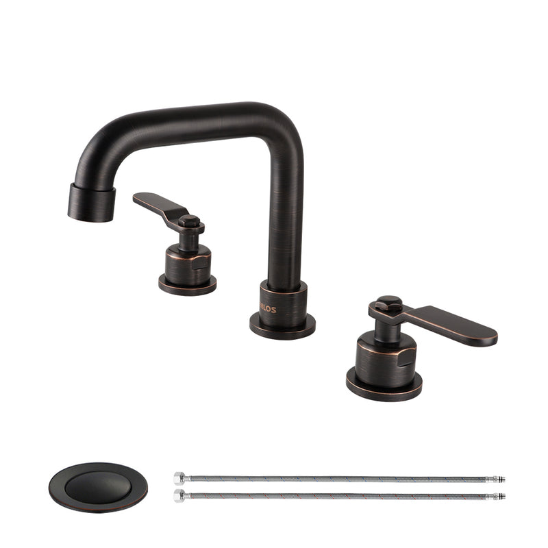 PARLOS Two-Handle Widespread Bathroom Sink Faucet Three Hole Lavatory Faucet with Metal Pop-up Sink Drain Oil Rubbed Bronze, 1436003