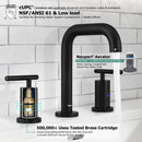 PARLOS Widespread 8 inch Bathroom Sink Faucet 3 Hole Vanity Faucet with cUPC Faucet Supply Lines, Matte Black, 1.2GPM, 1437504PD