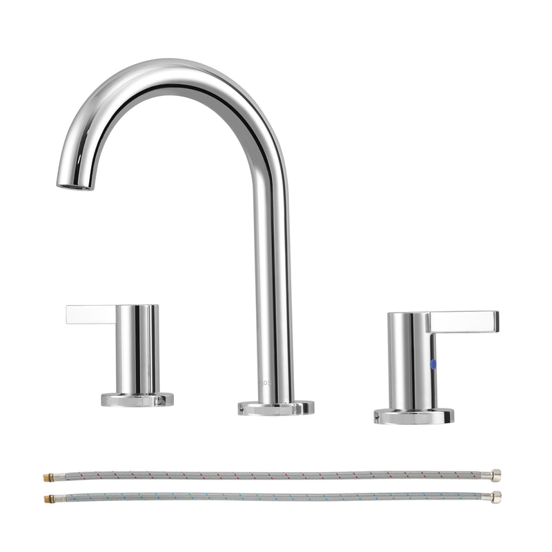 PARLOS 2-Handle Widespread 8 inch Bathroom Sink Faucet 3 Hole Vanity Faucet with cUPC Faucet Supply Lines, Chrome, 1.2GPM, 1437601PD