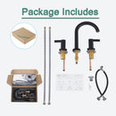 PARLOS 2-Handle Widespread 8 inch Bathroom Sink Faucet 3 Hole Vanity Faucet with cUPC Faucet Supply Lines, Matte Black, 1.2GPM, 1437604PD