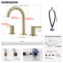 PARLOS 2-Handle Widespread 8 inch Bathroom Sink Faucet 3 Hole Vanity Faucet with cUPC Faucet Supply Lines, Brushed Gold, 1.2GPM, 1437608PD