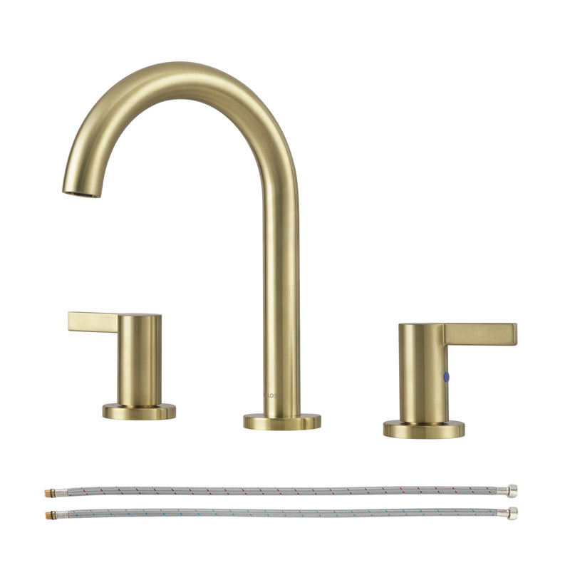 PARLOS 2-Handle Widespread 8 inch Bathroom Sink Faucet 3 Hole Vanity Faucet with cUPC Faucet Supply Lines, Brushed Gold, 1.2GPM, 1437608PD