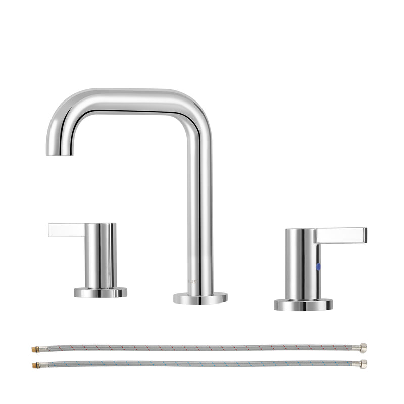 PARLOS Widespread 8 inch Bathroom Sink Faucet 3 Hole Vanity Faucet with cUPC Faucet Supply Lines, Chrome, 1.2GPM, 1437701PD