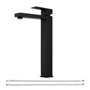 EZANDA Single Handle Vessel Sink Faucet Tall Bathroom Bowl Basin Mixer Tap One Hole With Water Supply Line, Matte Black