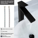 EZANDA Single Handle Vessel Sink Faucet Tall Bathroom Bowl Basin Mixer Tap One Hole With Water Supply Line, Matte Black